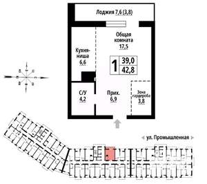 1-к квартира, вторичка, 42м2, 5/23 этаж