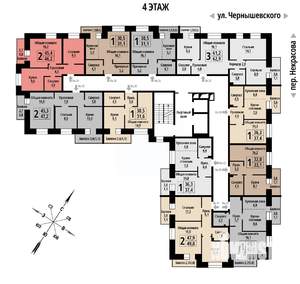 2-к квартира, строящийся дом, 46м2, 4/10 этаж