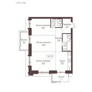 3-к квартира, вторичка, 67м2, 5/23 этаж