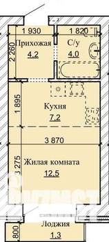 1-к квартира, строящийся дом, 29м2, 10/16 этаж