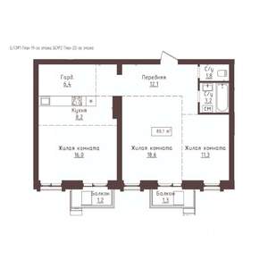 3-к квартира, вторичка, 80м2, 22/23 этаж