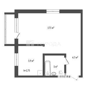 1-к квартира, вторичка, 32м2, 3/5 этаж