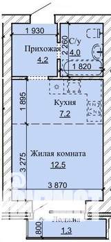 1-к квартира, строящийся дом, 29м2, 9/16 этаж