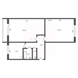 2-к квартира, вторичка, 47м2, 2/5 этаж