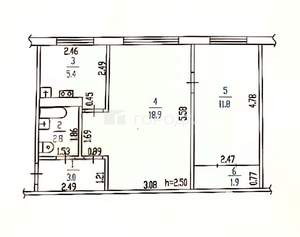 2-к квартира, вторичка, 44м2, 1/5 этаж