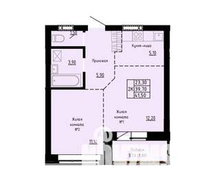 2-к квартира, строящийся дом, 42м2, 9/9 этаж