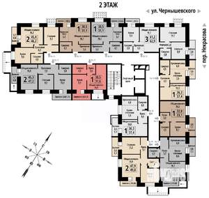 1-к квартира, строящийся дом, 31м2, 2/10 этаж