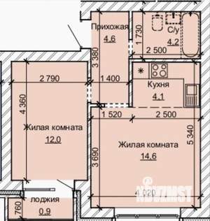 2-к квартира, вторичка, 40м2, 7/10 этаж