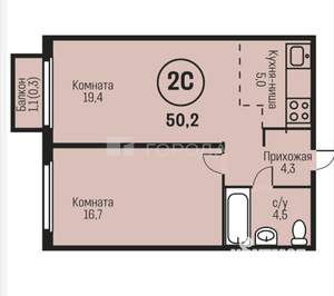 2-к квартира, вторичка, 50м2, 5/15 этаж