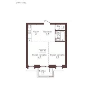 2-к квартира, вторичка, 46м2, 16/23 этаж