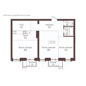 3-к квартира, вторичка, 80м2, 19/23 этаж