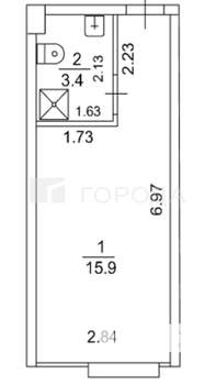 Студия квартира, вторичка, 19м2, 2/3 этаж
