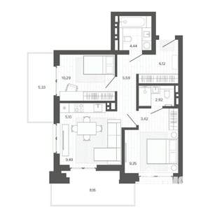 2-к квартира, вторичка, 70м2, 5/9 этаж