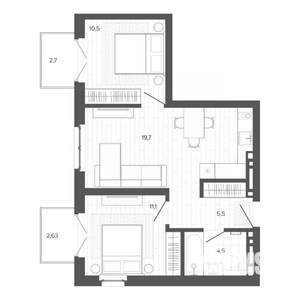 3-к квартира, вторичка, 51м2, 4/9 этаж