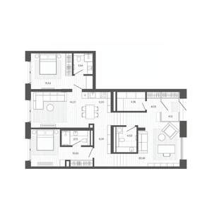 4-к квартира, строящийся дом, 110м2, 1/9 этаж