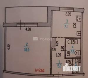 1-к квартира, вторичка, 35м2, 8/9 этаж