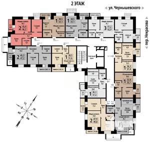 2-к квартира, строящийся дом, 46м2, 2/10 этаж