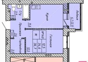 1-к квартира, вторичка, 37м2, 1/11 этаж