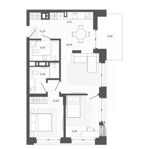 3-к квартира, строящийся дом, 69м2, 5/9 этаж