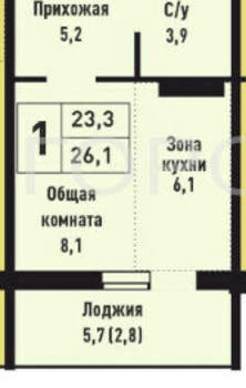 Студия квартира, вторичка, 26м2, 2/16 этаж