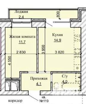 1-к квартира, вторичка, 37м2, 11/16 этаж