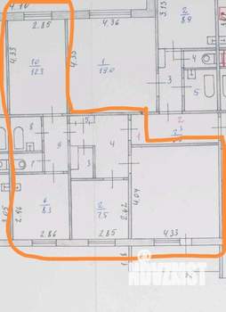 3-к квартира, вторичка, 61м2, 1/9 этаж