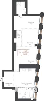 3-к квартира, вторичка, 86м2, 25/27 этаж