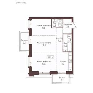 3-к квартира, вторичка, 67м2, 16/23 этаж