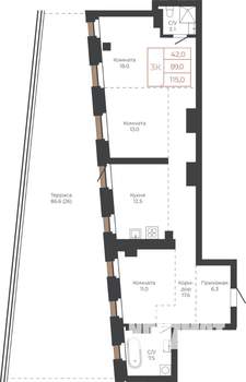 3-к квартира, строящийся дом, 115м2, 16/27 этаж