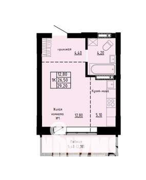 1-к квартира, строящийся дом, 29м2, 2/9 этаж