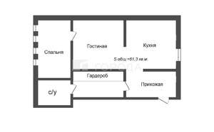 2-к квартира, вторичка, 61м2, 6/6 этаж