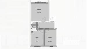 2-к квартира, вторичка, 60м2, 3/3 этаж