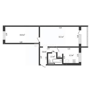 2-к квартира, вторичка, 45м2, 2/5 этаж