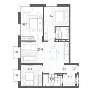 4-к квартира, строящийся дом, 84м2, 5/9 этаж