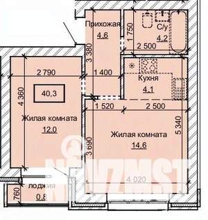 2-к квартира, строящийся дом, 40м2, 1/10 этаж