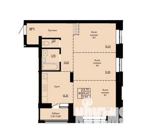 3-к квартира, строящийся дом, 71м2, 1/9 этаж