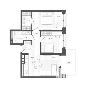 2-к квартира, строящийся дом, 66м2, 3/9 этаж