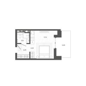 1-к квартира, строящийся дом, 30м2, 4/9 этаж