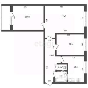 3-к квартира, вторичка, 56м2, 9/9 этаж