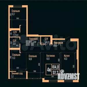 4-к квартира, вторичка, 105м2, 21/25 этаж