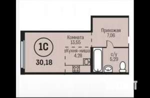 Студия квартира, сданный дом, 30м2, 4/24 этаж
