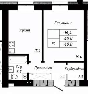 1-к квартира, строящийся дом, 40м2, 1/10 этаж