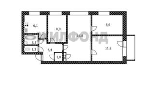 4-к квартира, вторичка, 63м2, 5/5 этаж