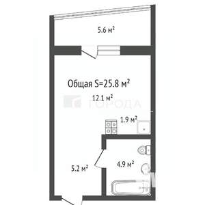 Студия квартира, вторичка, 26м2, 12/16 этаж