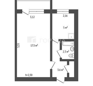 1-к квартира, вторичка, 29м2, 2/5 этаж