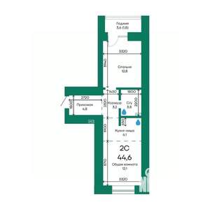 2-к квартира, строящийся дом, 45м2, 8/10 этаж