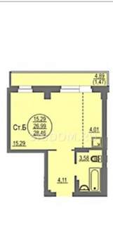 Студия квартира, вторичка, 27м2, 13/17 этаж