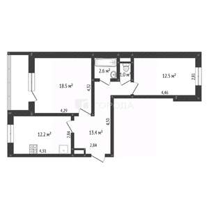 2-к квартира, вторичка, 60м2, 6/9 этаж