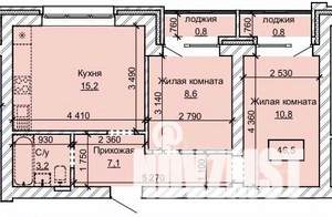 2-к квартира, вторичка, 47м2, 1/10 этаж