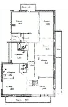 6-к квартира, строящийся дом, 240м2, 8/9 этаж